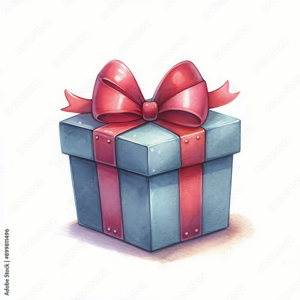 Obraz premium Cute cartoon gift box on white background. AI