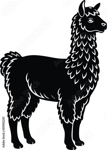 Alpaca silhouette vector art illustration White Background Free Download