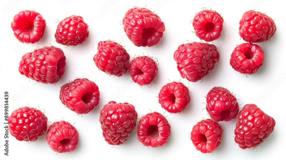 Collection of fresh raspberries, isolated on a white background Collection of fresh raspberries, isolated on a white background
