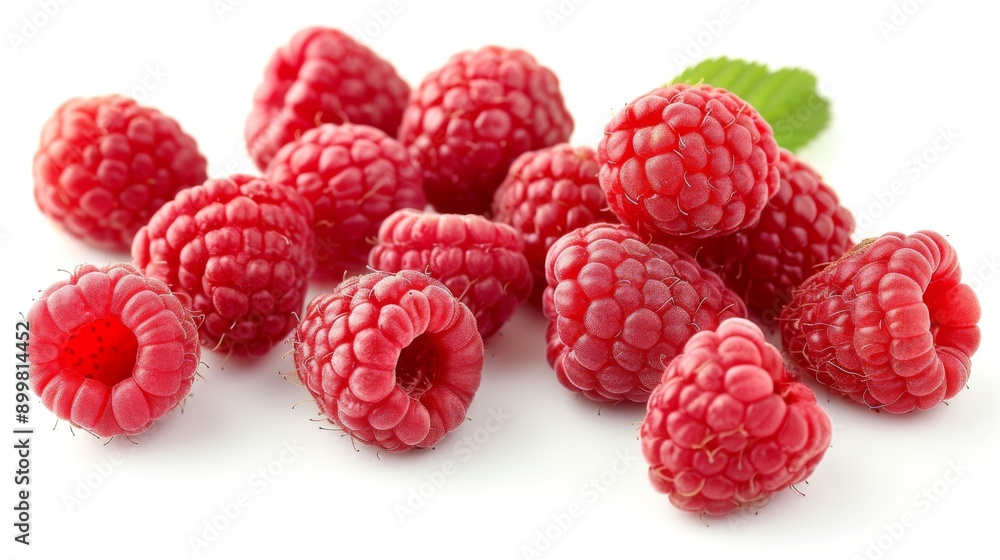 Collection of fresh raspberries, isolated on a white background Collection of fresh raspberries, isolated on a white background