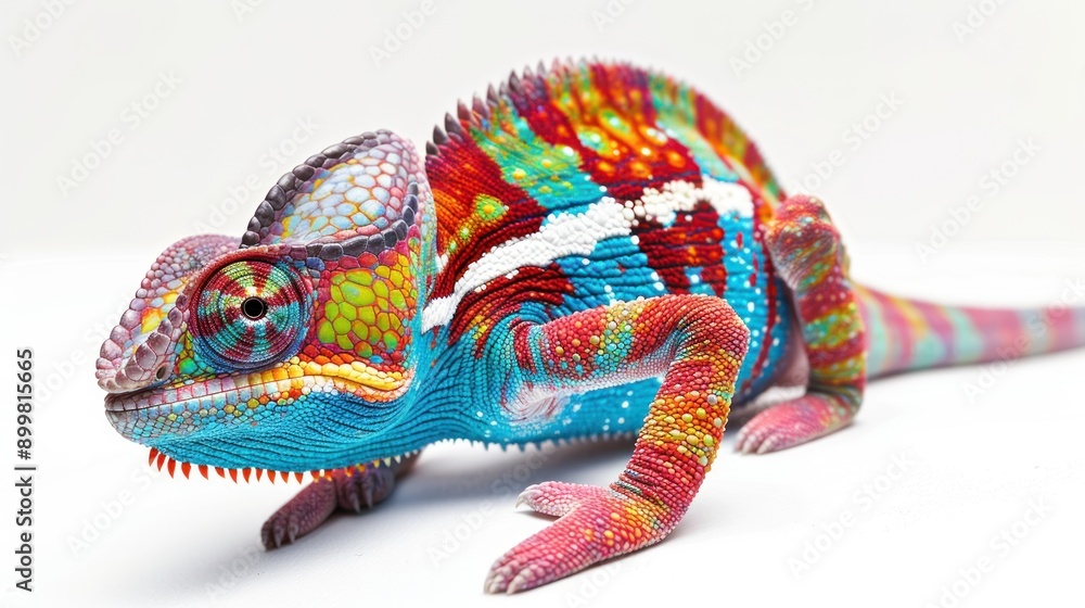 Obraz premium Chameleon close up on white background