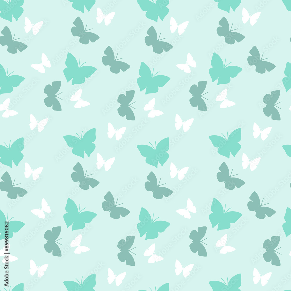 Light Blue Butterflies Repeat Seamless Pattern Light Blue Butterflies Repeat Seamless Pattern