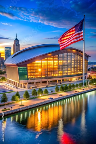 Milwaukee, Wisconsin USA - July 4th, 2024: Fiserv Forum is being used to hold the 2024 RNC, Republic National Convention. photo