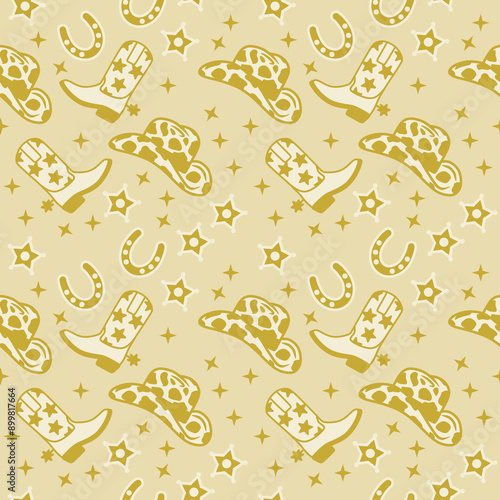 Yellow Cowgirl, Rodeo Seamless Repeat Pattern 