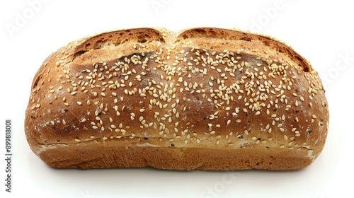 Isolated multigrain bread loaf on white background