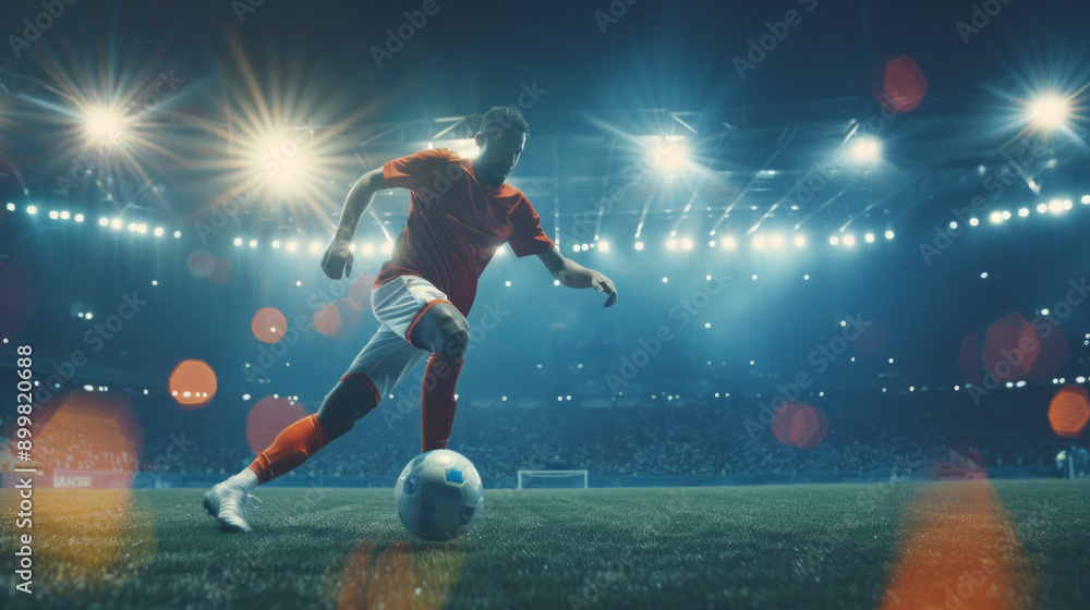 A soccer player is kicking a ball on a field A soccer player is kicking a ball on a field
