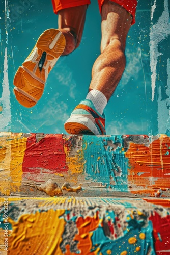 Running on Colorful Steps