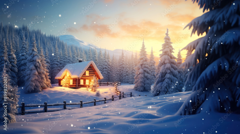 generated illustration of house in snow for winter holidays. Merry christmas and happy new year generated illustration of house in snow for winter holidays. Merry christmas and happy new year