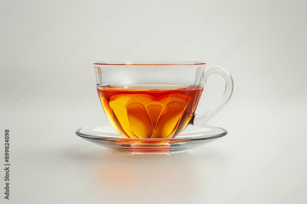 Classic Cup of Black Tea on Minimalistic Reflective Surface with Warm Lighting Classic Cup of Black Tea on Minimalistic Reflective Surface with Warm Lighting