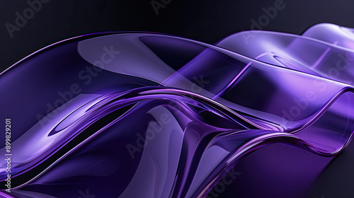 3D render of an abstract background with beautiful curved glass and a purple-blue gradient isolated on black background elegant and modern design fluid glass shapes vibrant gradient colors striking an