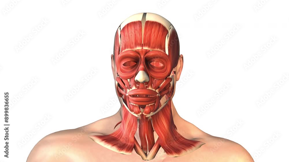 Human facial muscles with skull Human facial muscles with skull