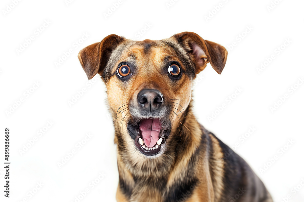 Close-up Portrait of Surprised Dog with Open Mouth and Wide Eyes Close-up Portrait of Surprised Dog with Open Mouth and Wide Eyes