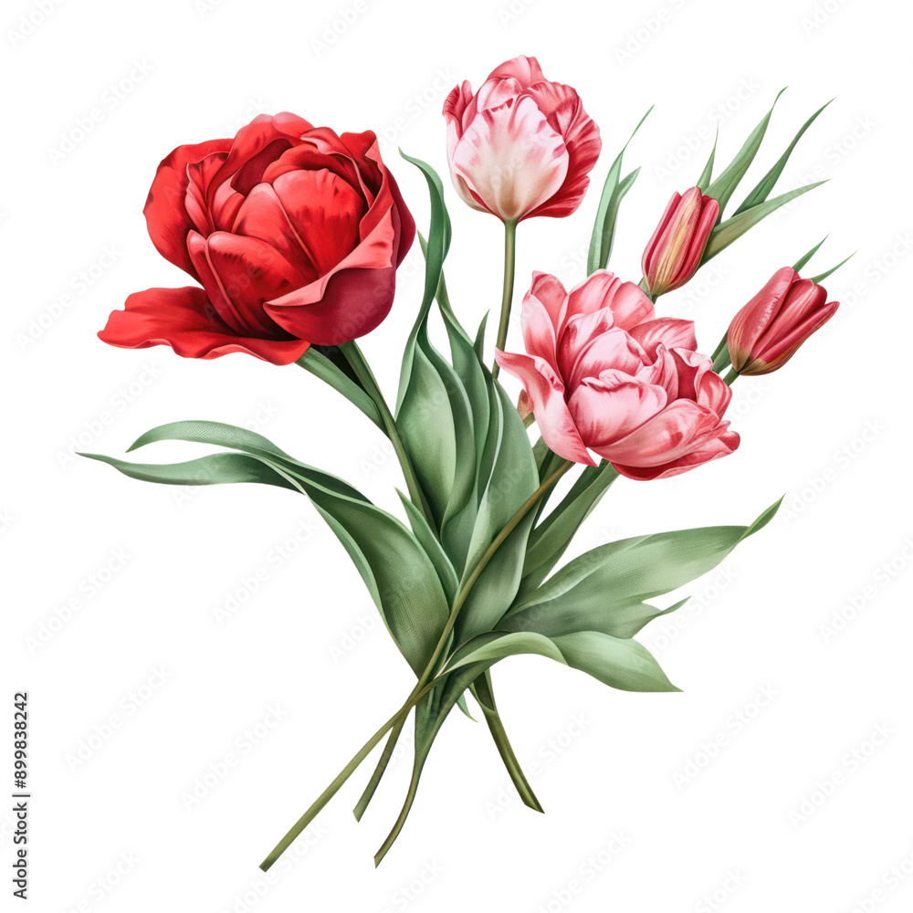 red pink flowers isolated cut out background