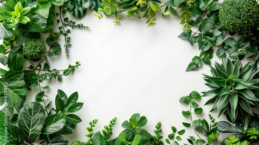 Serene Greenery Encircling Pure White Background Serene Greenery Encircling Pure White Background