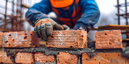 Bricklaying Excellence: Construction Worker Crafting a New Wall