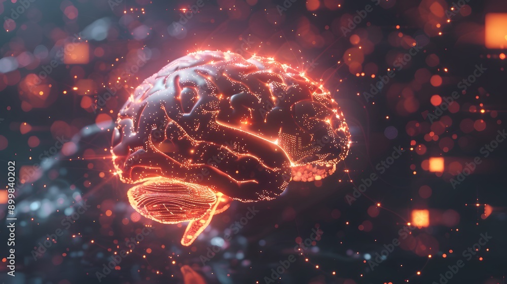 Hyper-realistic depiction of a glowing human brain with neural connections