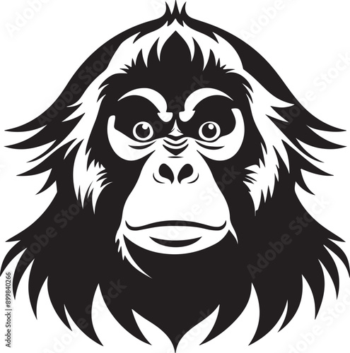 Orangutan silhouette vector art illustration White Background Free Download