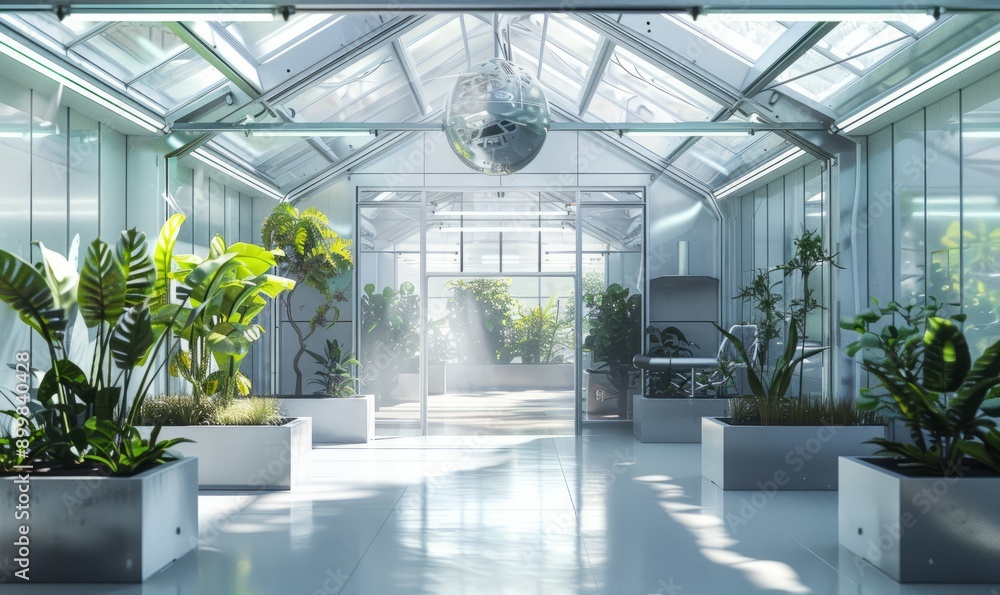 Futuristic greenhouse with automated climate control Futuristic greenhouse with automated climate control