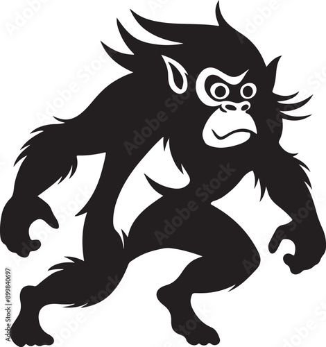 Orangutan silhouette vector art illustration White Background Free Download