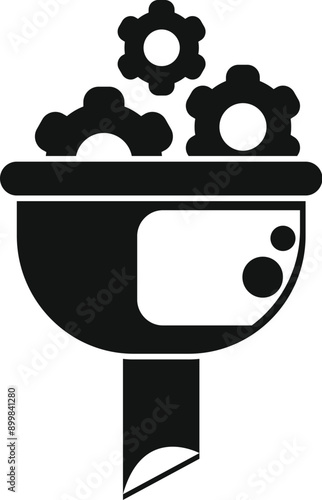 Sales funnel with gears representing lead generation and conversion