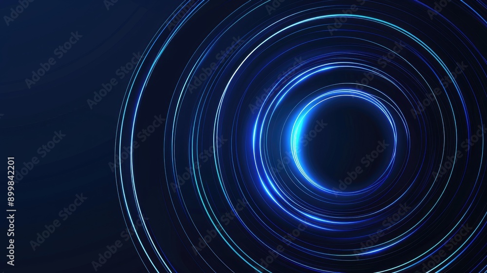 Abstract glowing circle lines on dark blue background. Geometric stripe line art design Abstract glowing circle lines on dark blue background. Geometric stripe line art design