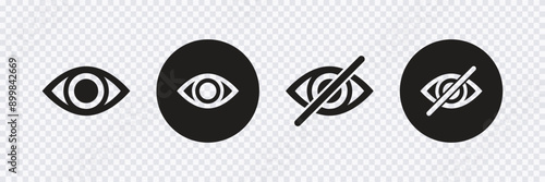 Hide and show password icons, Eyes open and closedvector icons in flat style for apps and web