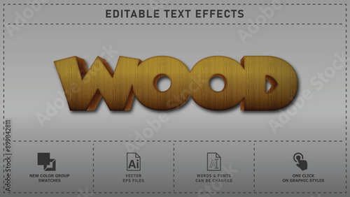 Fototapeta Naklejka Na Ścianę i Meble -  wood textures editable text effects. Vector eps files.