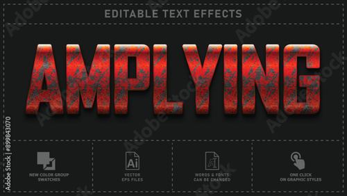 Rusty red iron textures editable text effects. Vector eps files.