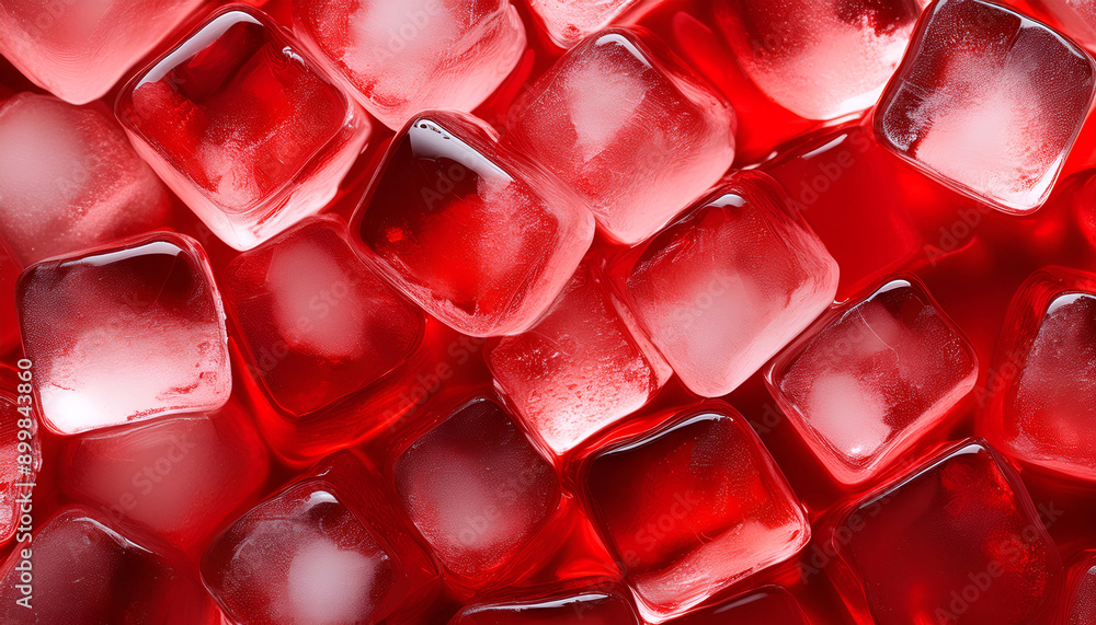Colorful Red Ice Cubes Overlapping in a Cool, Refreshing Arrangement in a Bright Setting Colorful Red Ice Cubes Overlapping in a Cool, Refreshing Arrangement in a Bright Setting
