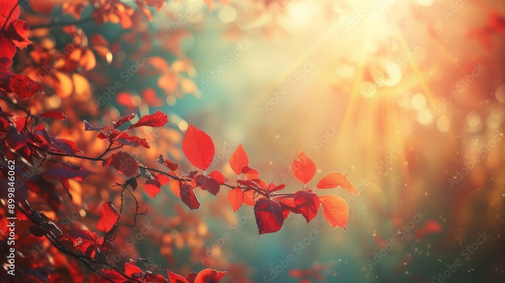 Radiant autumn leaves in vibrant shades of red and orange bask in the sunlight. The warm tones and gentle sun rays create a cozy and inviting fall scene, capturing the essence of the season. Radiant autumn leaves in vibrant shades of red and orange bask in the sunlight. The warm tones and gentle sun rays create a cozy and inviting fall scene, capturing the essence of the season.