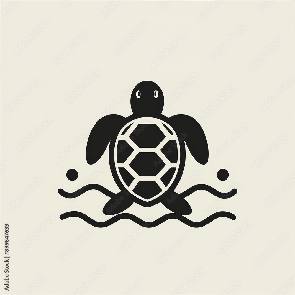 Fototapeta premium Sea Turtle Silhouette in Water