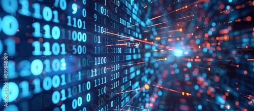 Wallpaper Mural Abstract data streams transformed into intricate patterns of encrypted symbols, Technology background, Big data concept, Binary computer code. Torontodigital.ca