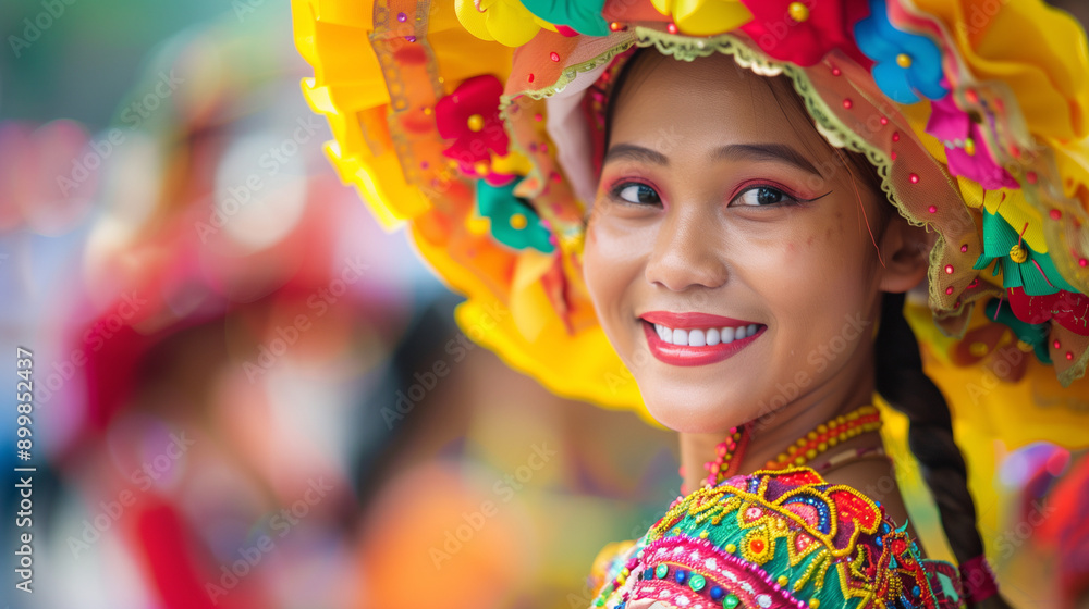 Kadayawan Festival colorful parade with participants wearing traditional philippines costumes, Ai generated Images Kadayawan Festival colorful parade with participants wearing traditional philippines costumes, Ai generated Images