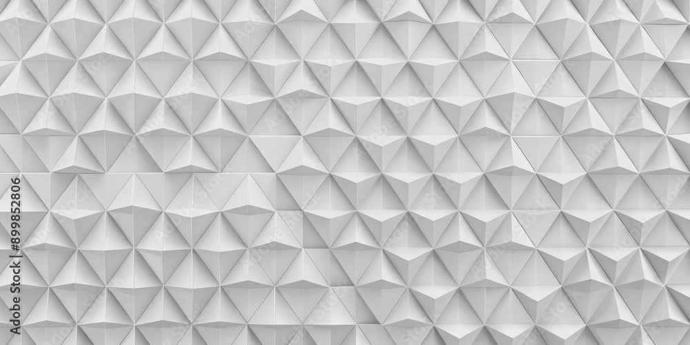 Fototapeta premium Abstract White Triangular Geometric Pattern, 3D, Geometry, Texture, Background