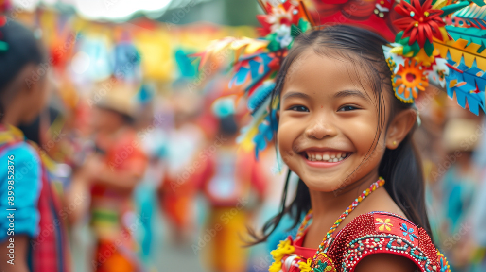 Kadayawan Festival, children playing with big smiles wearing traditional clothes, Ai generated Images