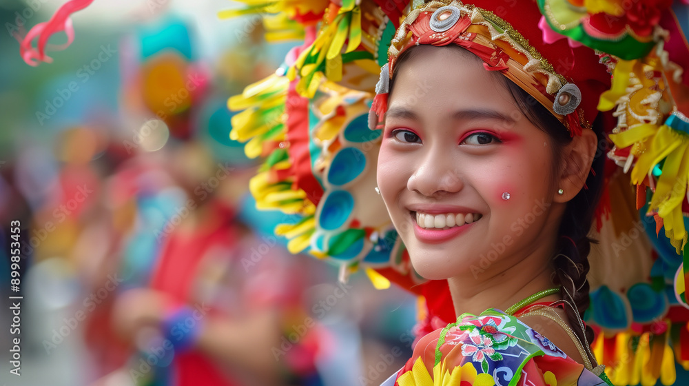 Kadayawan Festival colorful parade with participants wearing traditional philippines costumes, Ai generated Images Kadayawan Festival colorful parade with participants wearing traditional philippines costumes, Ai generated Images