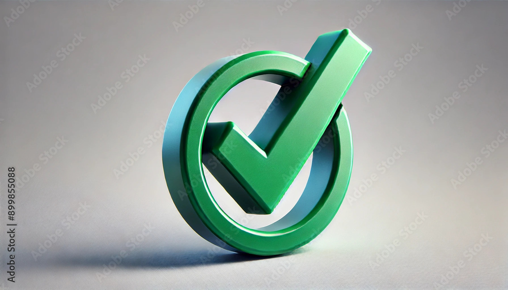 3D Green Check Mark Icon on Gradient Background Stock Illustration ...