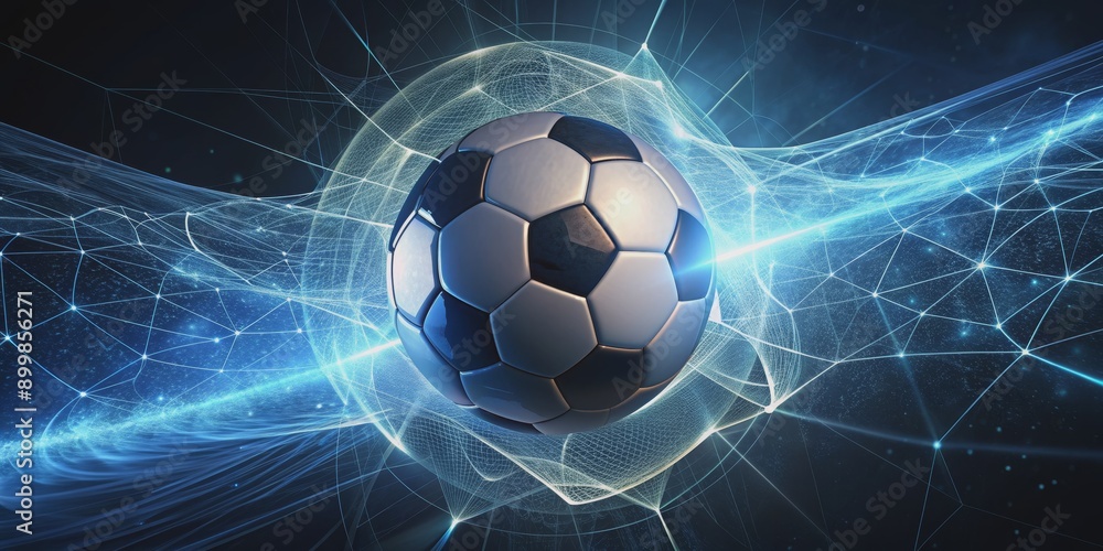 Fototapeta premium Digital Soccer Ball Network, digital art, soccer, network, technology , sports