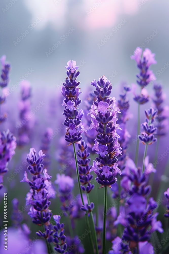 A beautiful field of blooming lavender flowers in vibrant purple hues, bathed in soft morning light with a serene and tranquil atmosphere. A beautiful field of blooming lavender flowers in vibrant purple hues, bathed in soft morning light with a serene and tranquil atmosphere.