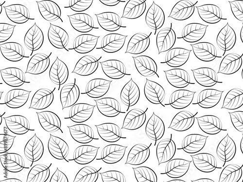 Seamless vector monochrome pattern with leaves on transparent background. Botanical modern nature background for interior design, textile, posters, wrappers, fabric, cover, banner and invitation