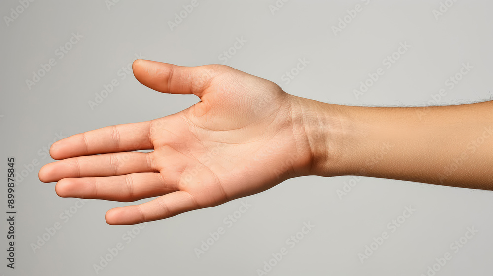 Extended hand with fingers spread, set against a plain background, symbolizing openness and readiness. Extended hand with fingers spread, set against a plain background, symbolizing openness and readiness.