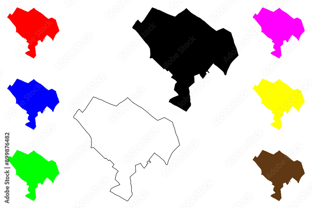 Naklejka premium Kecskemet City (Hungary, Bacs-Kiskun County) map vector illustration, scribble sketch City of Kecskemet map