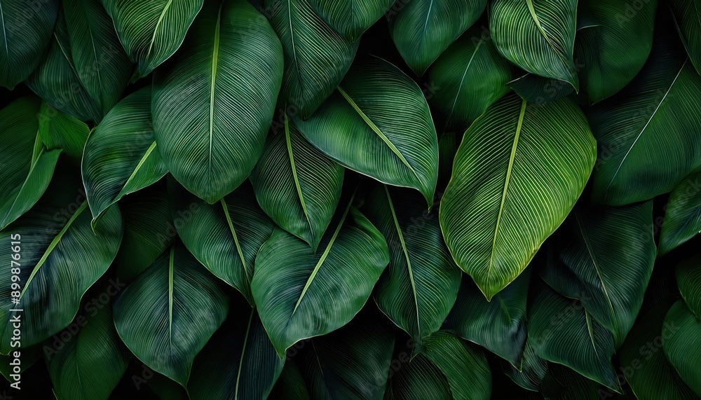 Obraz premium Tropical Nature Background Dark Green Leaf Texture and Natural Greenery