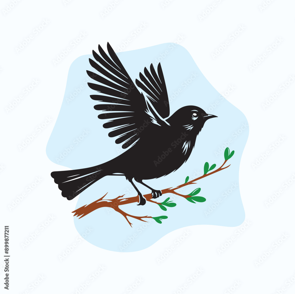 Obraz premium Hand-drawn bird silhouette vector illustration