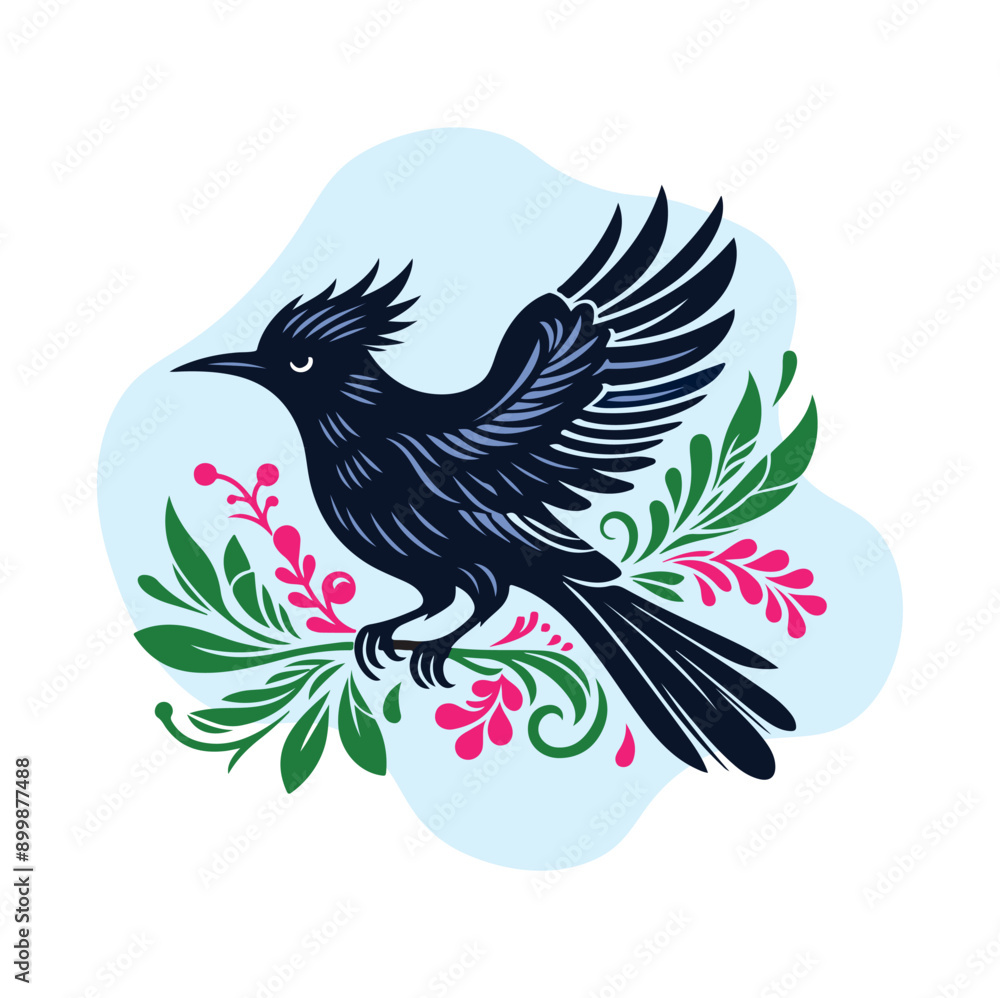 Obraz premium Hand-drawn bird silhouette vector illustration