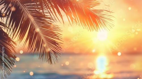 Abstract Background of Tropical Beach Sunset with Copy Space for Summer Vacation Concept