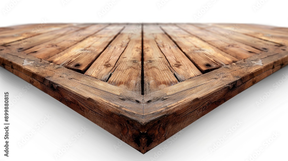 Wooden table corner on white background with clipping path viewed from perspective Wooden table corner on white background with clipping path viewed from perspective