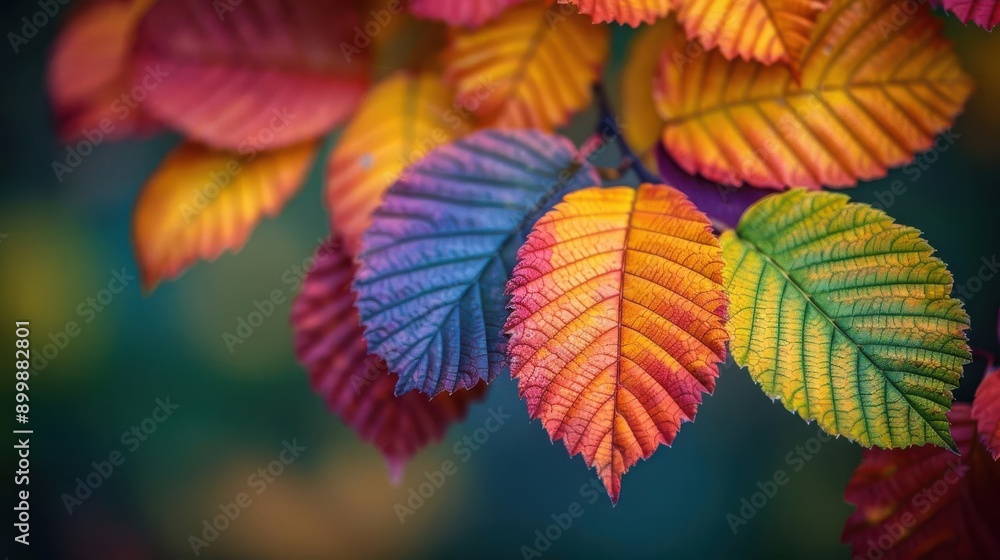 Vibrant autumn leaves in shades of red, orange, yellow and blue. A beautiful display of nature's artistry. Vibrant autumn leaves in shades of red, orange, yellow and blue. A beautiful display of nature's artistry.
