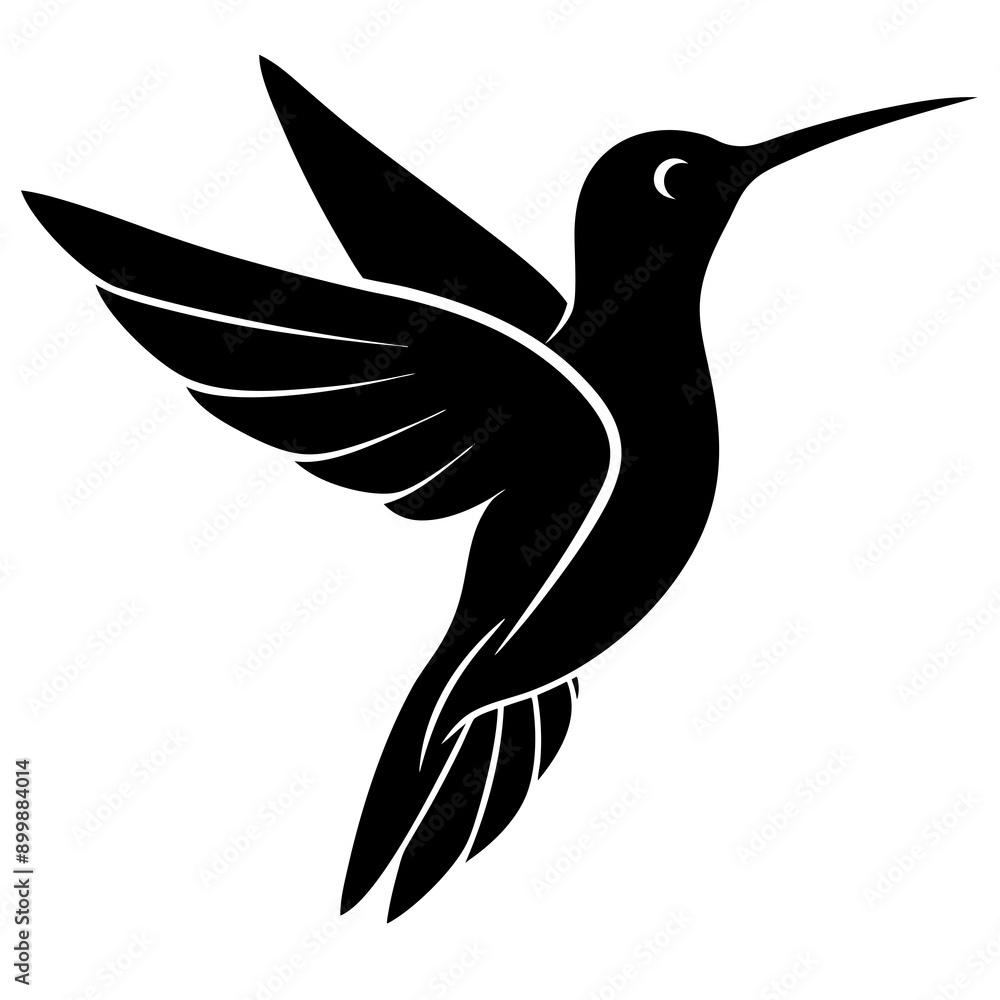 Obraz premium Black hummingbird vector silhouette 