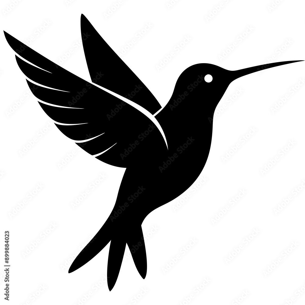 Obraz premium Black hummingbird vector silhouette